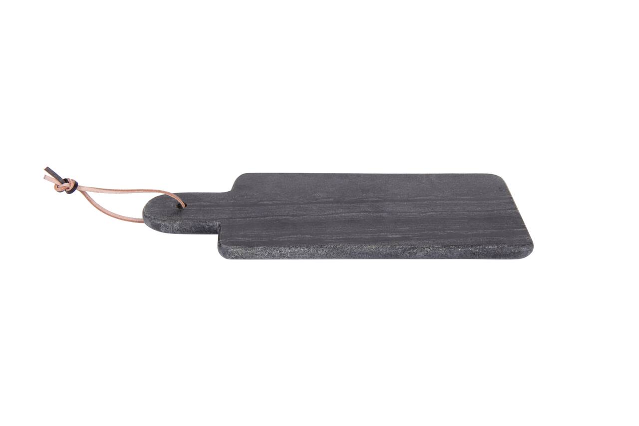 Hello Honey® 15" Rectangular Black Marble Cutting Board with Leather Strap
